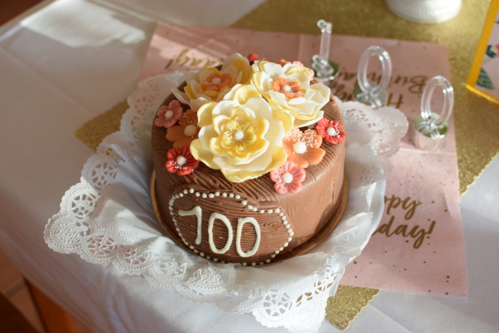 Süße Glückwünsche.
Die festliche Geburtstagstorte mit der stolzen Zahl 100.